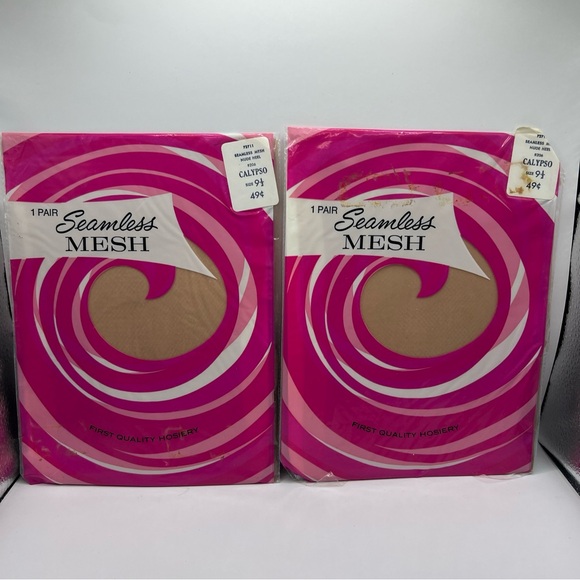 6 Vintage Hosiery Stockings First Quality Seamless Mesh All Nylon Size 9 1/2 - Picture 7 of 16